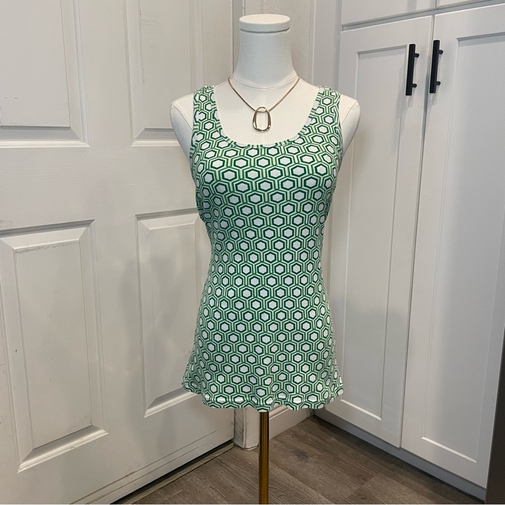 Old Navy Green Geometric Tank Top